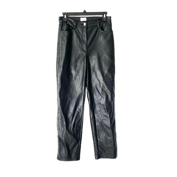 Aritzia Wilfred The Melina Super High Waisted Rise Black Faux Leather Pants 4 - Picture 4 of 12
